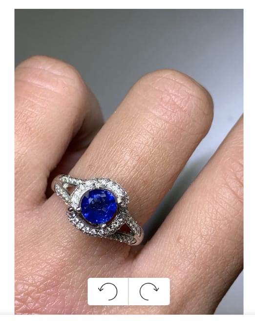 Sapphire and diamond engagement ring 18k white gold - Image 2
