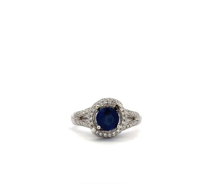 Sapphire and diamond engagement ring 18k white gold - Image 5