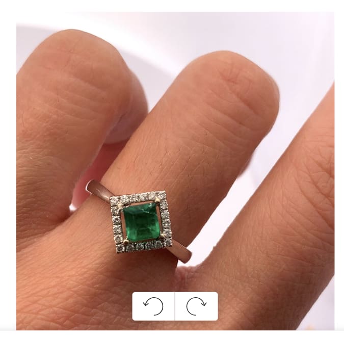 Emerald and diamond engagement ring 18k white gold - Image 2
