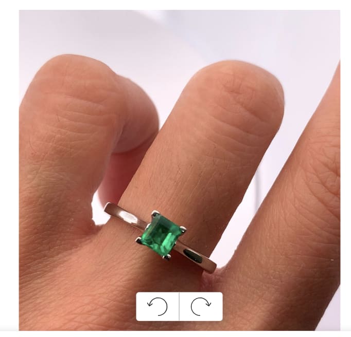 Green emerald engagement ring 18k white gold - Image 2