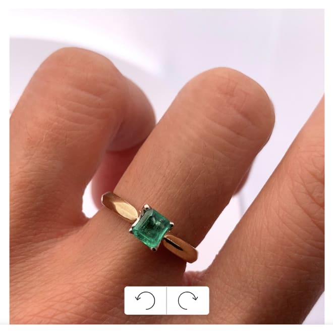 Colombian emerald engagement ring 18k yellow gold - Image 2