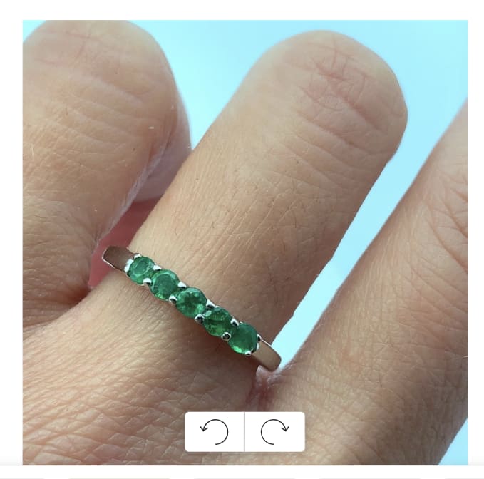 Green emerald eternity ring platinum - Image 2