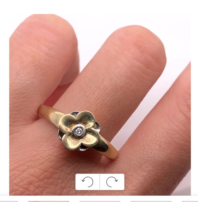 Flower shaped cocktail ring 9k yellow gold - Image 2