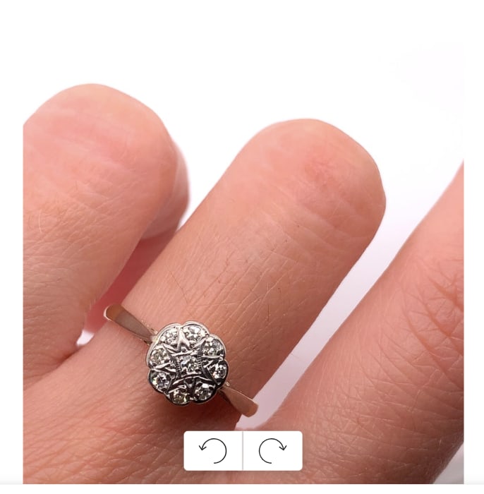 Diamond antique cluster ring 18k yellow gold - Image 2