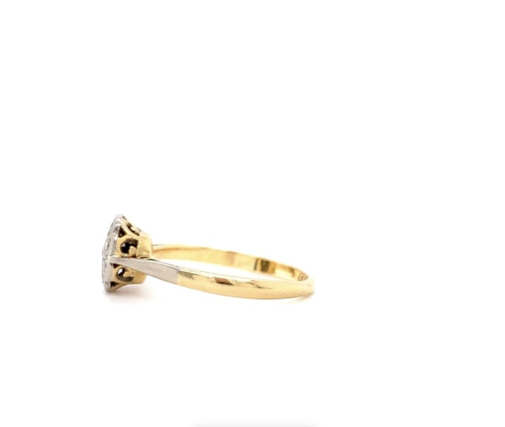 Diamond antique cluster ring 18k yellow gold - Image 6