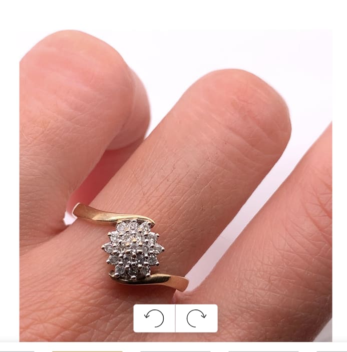 Diamond cluster engagement ring 9k yellow gold - Image 2