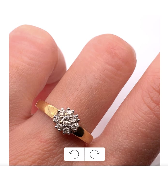 Diamond cluster engagement ring 18k yellow gold - Image 2