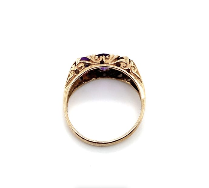 Amethyst antique engagement ring 9k yellow gold - Image 6