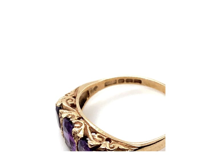 Amethyst antique engagement ring 9k yellow gold - Image 7