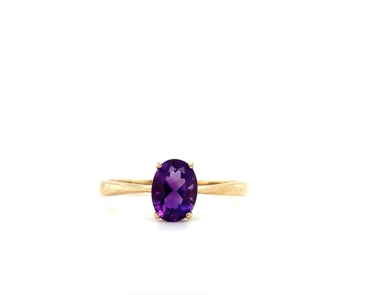 Amethyst antique engagement ring 9k yellow gold - Image 4