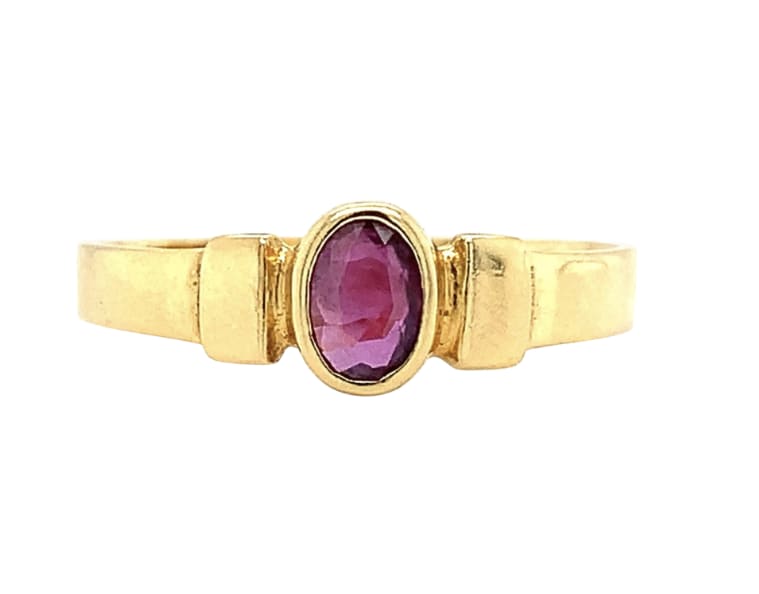garnet antique engagement ring 18k yellow gold