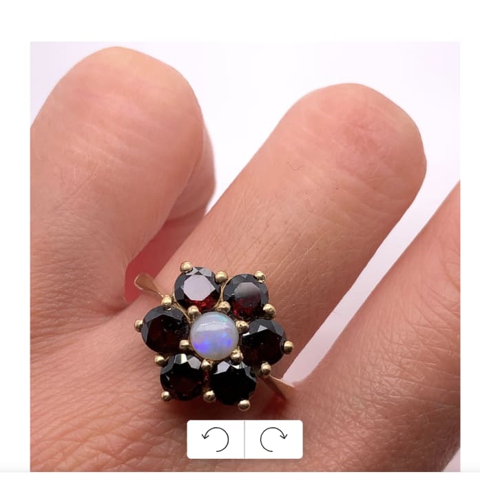 Garnet and opal antique ring 9k yellow gold - Image 2