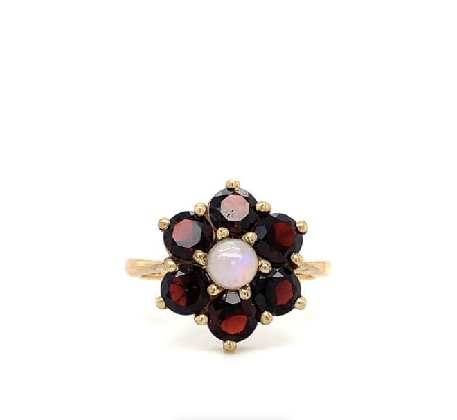 Garnet and opal antique ring 9k yellow gold - Image 4