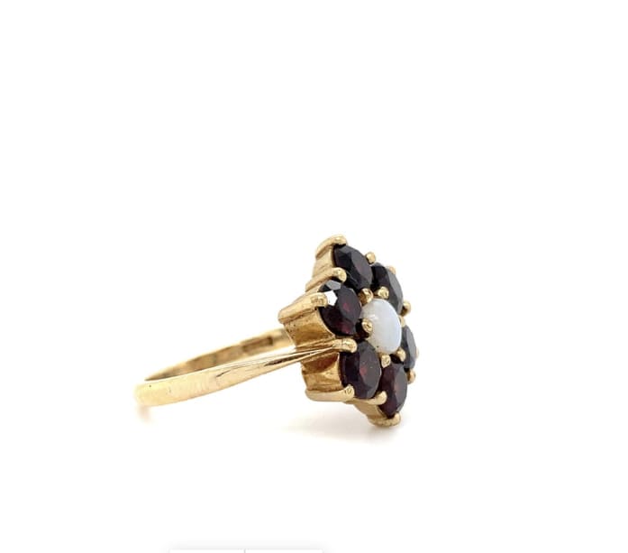 Garnet and opal antique ring 9k yellow gold - Image 5