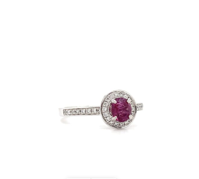 Ruby and diamond engagement ring platinum - Image 4