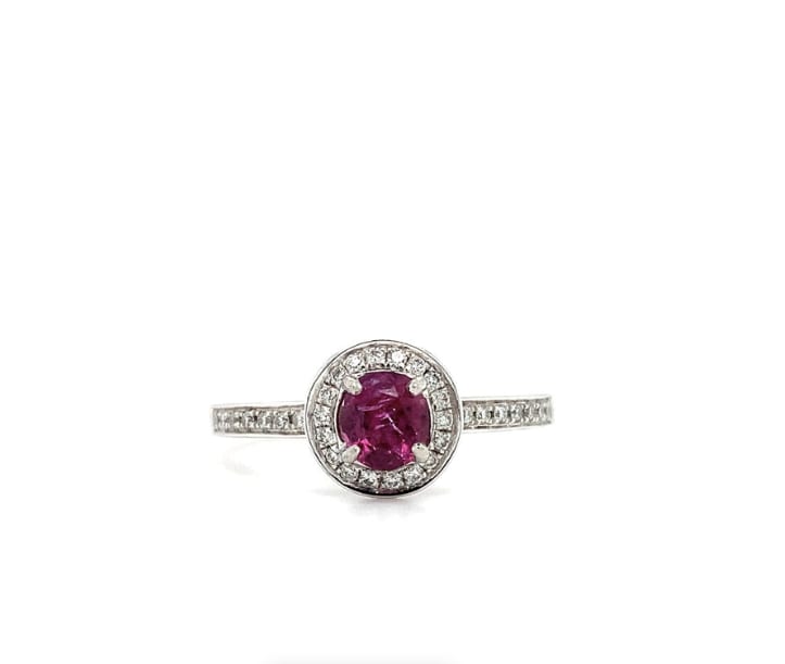 Ruby and diamond engagement ring platinum - Image 6