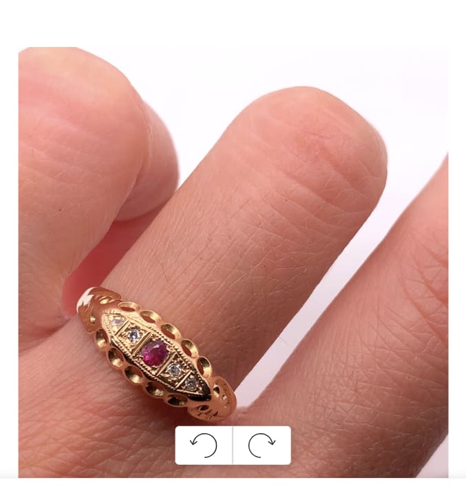 Ruby and diamond antique ring 18k yellow gold - Image 2