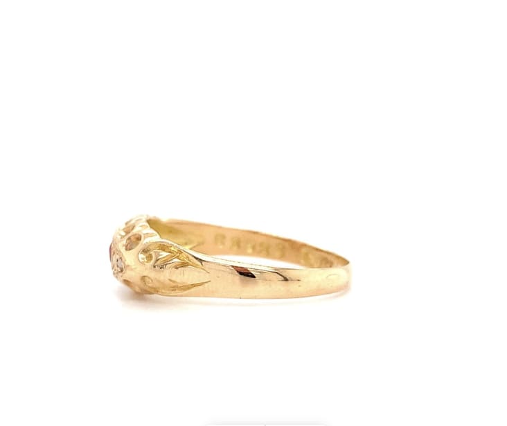 Ruby and diamond antique ring 18k yellow gold - Image 6