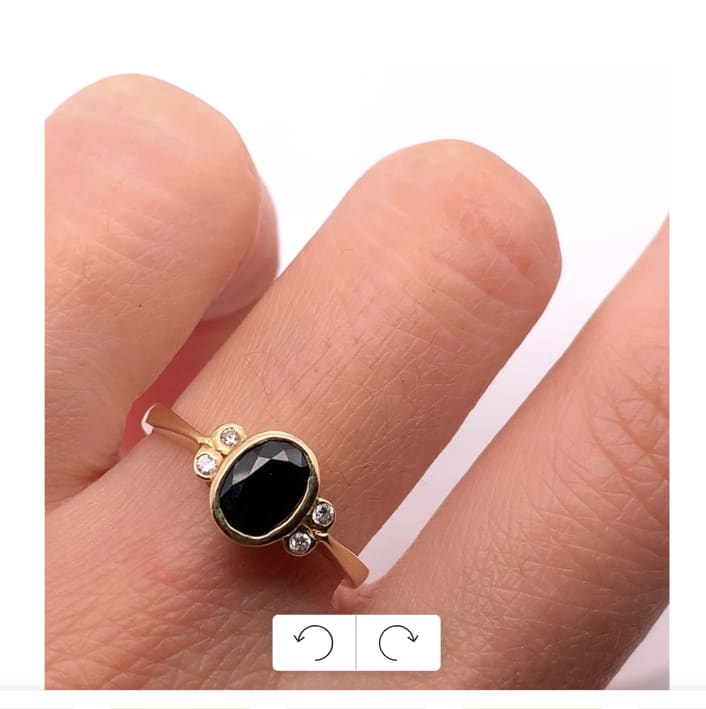 Sapphire and diamond antique ring 18k yellow gold - Image 2