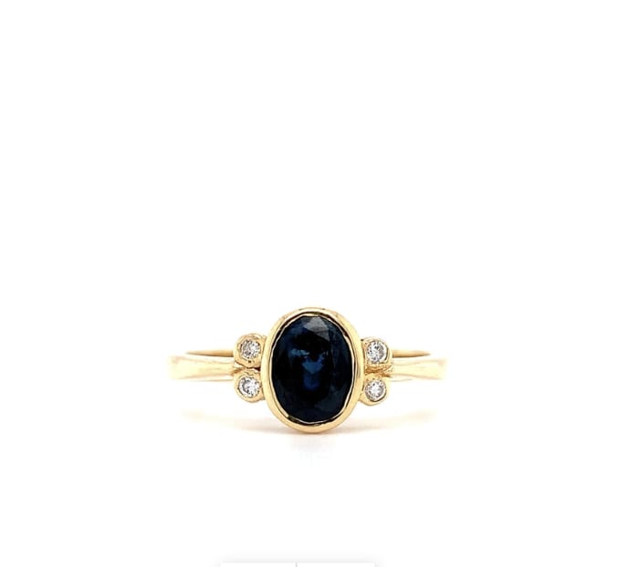 Sapphire and diamond antique ring 18k yellow gold - Image 4