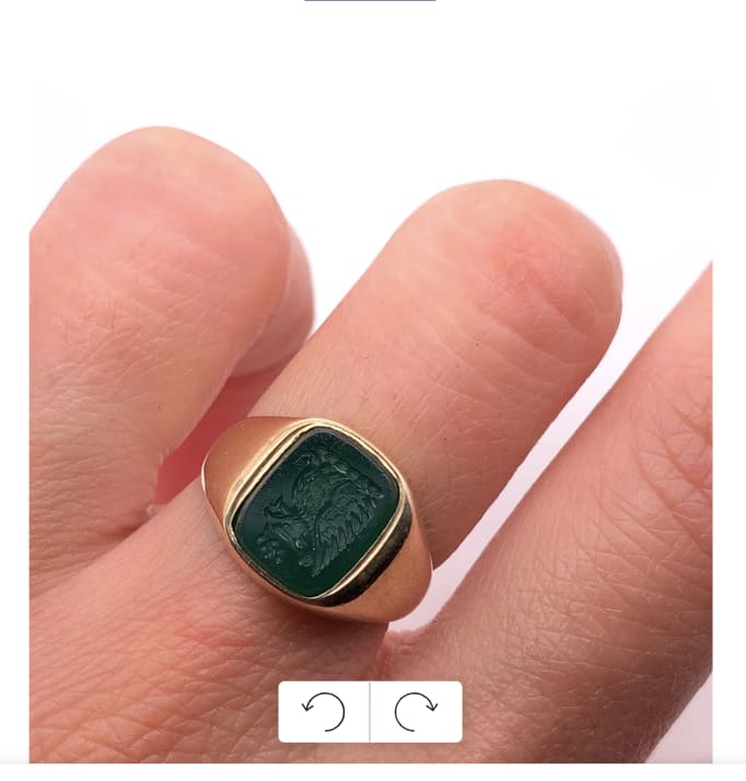 Green onyx signet ring 9k yellow gold - Image 2