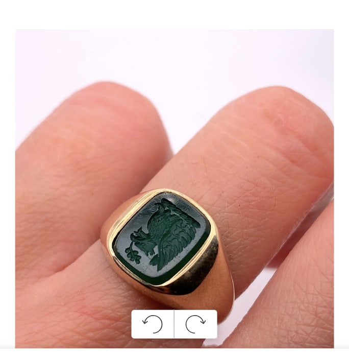 Green onyx signet ring 9k yellow gold - Image 3