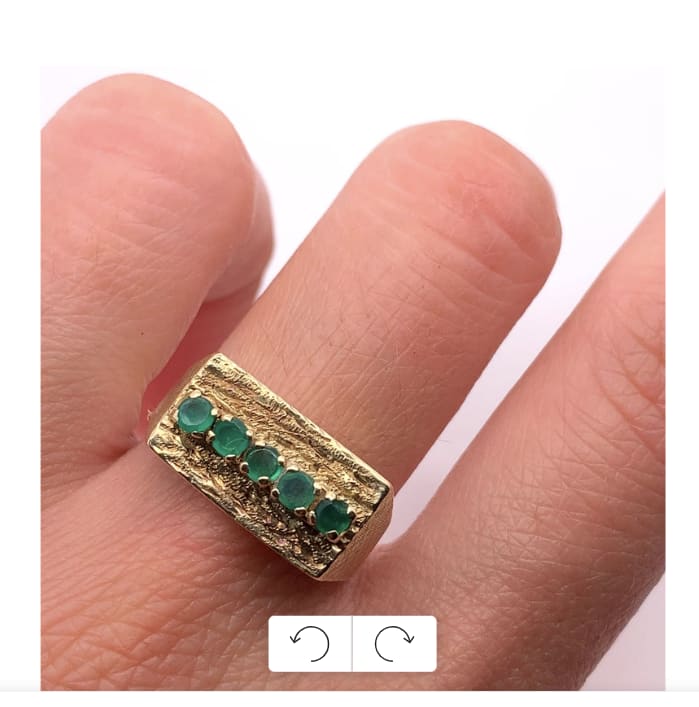 Green emerald signet ring 14k yellow gold - Image 2