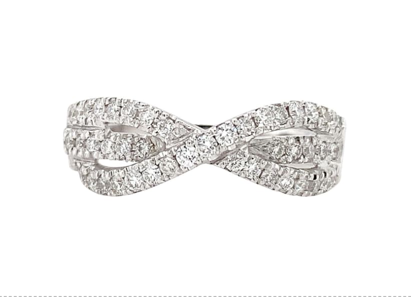 Diamond twist engagement ring 18k white gold