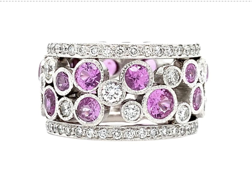 Sapphire and diamond engagement ring 18k white gold