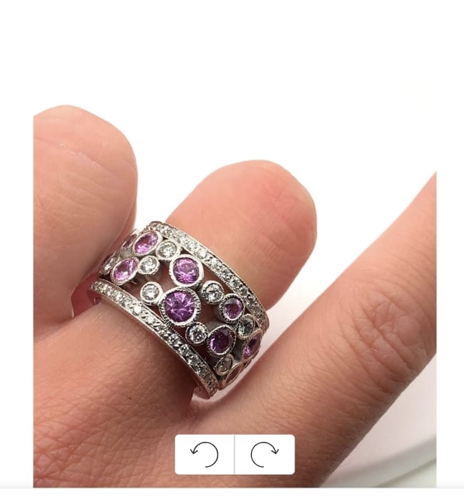 Sapphire and diamond engagement ring 18k white gold - Image 2