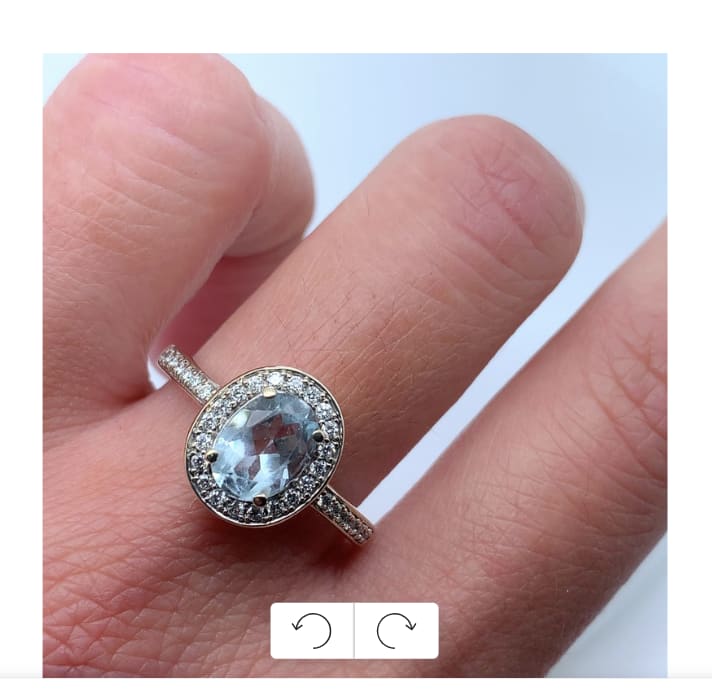 Aquamarine and diamond antique ring 9k white gold - Image 2
