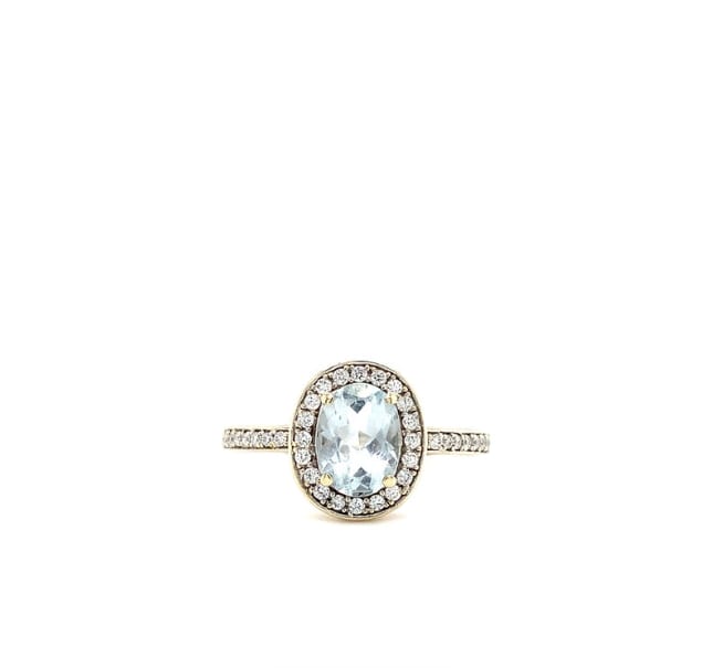 Aquamarine and diamond antique ring 9k white gold - Image 4
