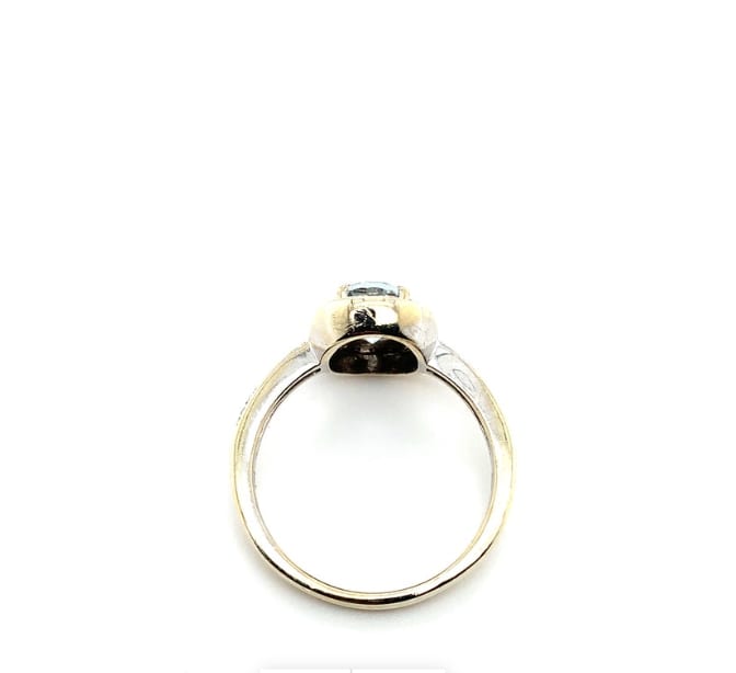 Aquamarine and diamond antique ring 9k white gold - Image 6