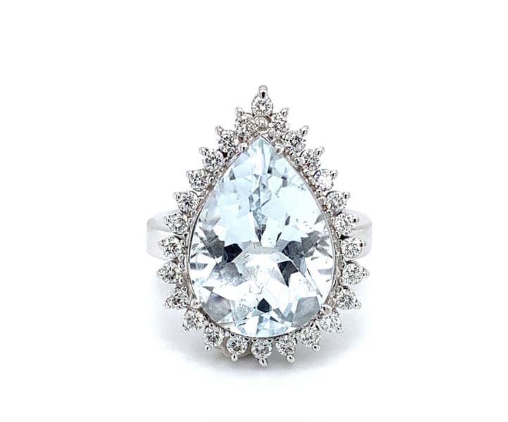 Aquamarine and diamond cluster 18k white gold - Image 4
