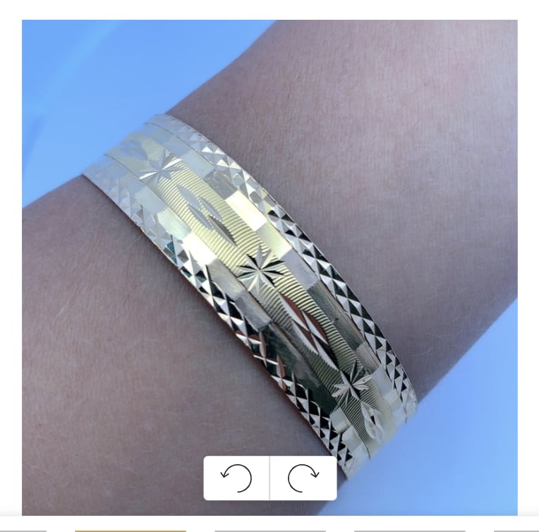 18K Yellow gold cuff bangle bracelet - Image 2