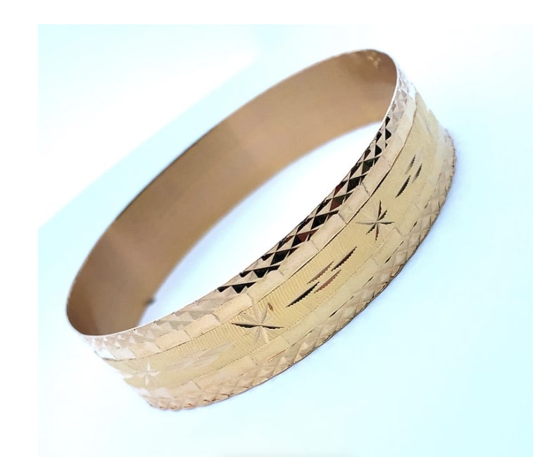 18K Yellow gold cuff bangle bracelet - Image 4