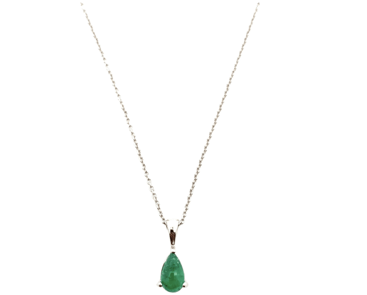 green emerald pendant necklace 18k white gold