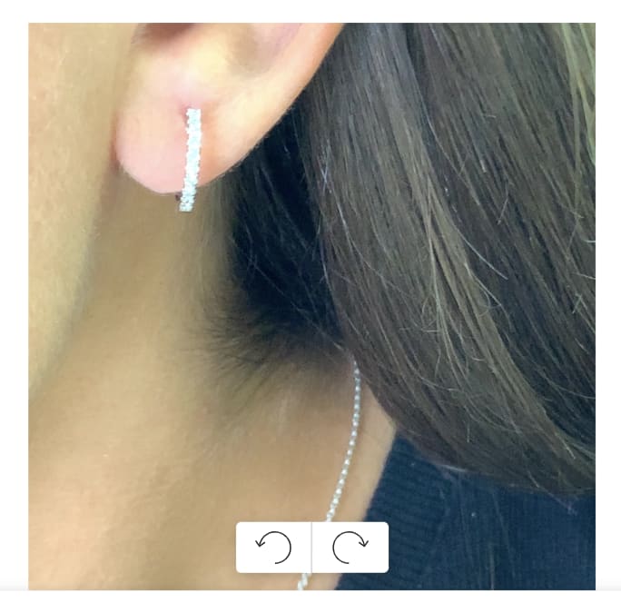 Diamond hoop huggie earrings 18k white gold - Image 3