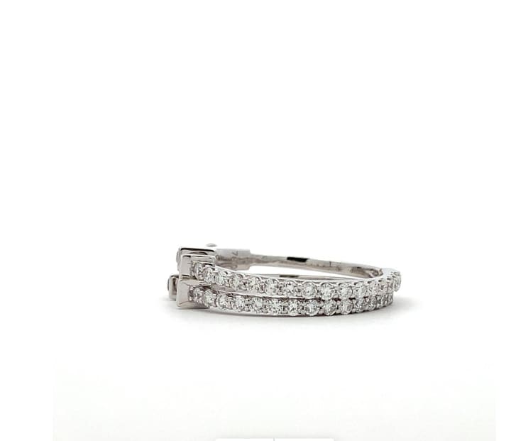 Diamond hoop huggie earrings 18k white gold - Image 6