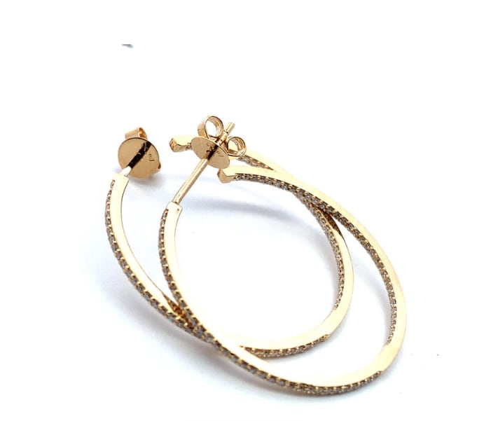 Diamond hoop huggie earrings 18k yellow gold - Image 4
