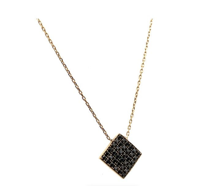 Black diamond pendant necklace 18k yellow gold - Image 4