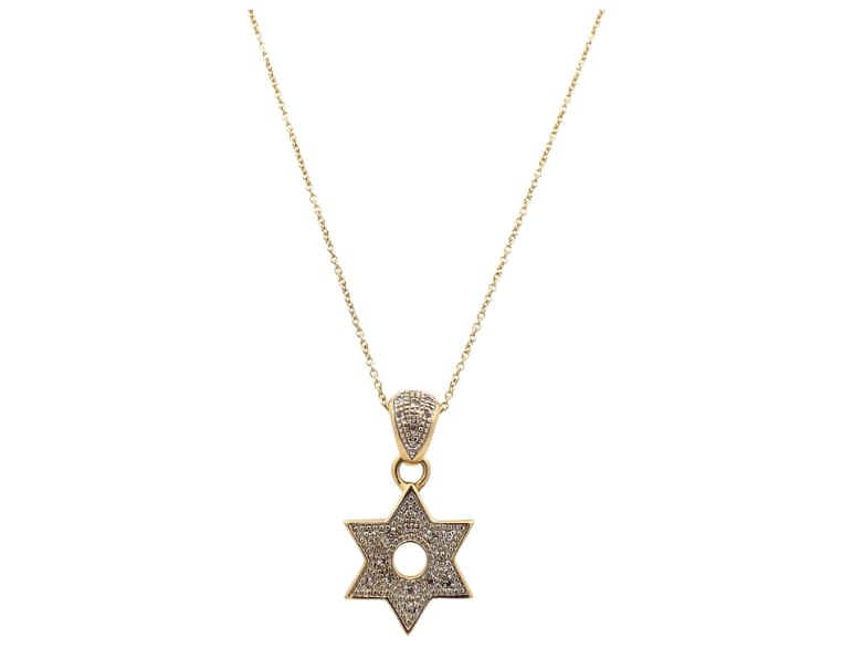 Star of David diamond pendant yellow gold