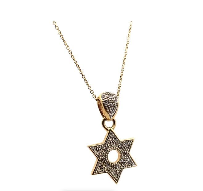 Star of David diamond pendant yellow gold - Image 4