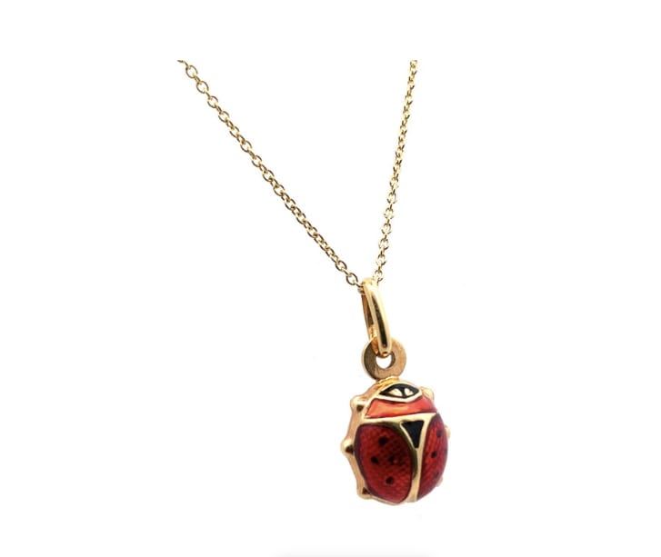 Ladybug enamel pendant necklace yellow gold - Image 4