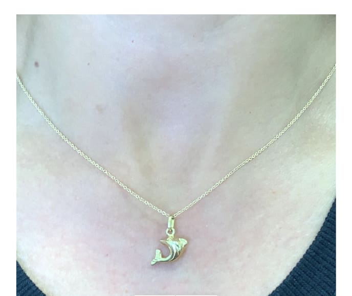Dolphin oceanic pendant necklace yellow gold - Image 3