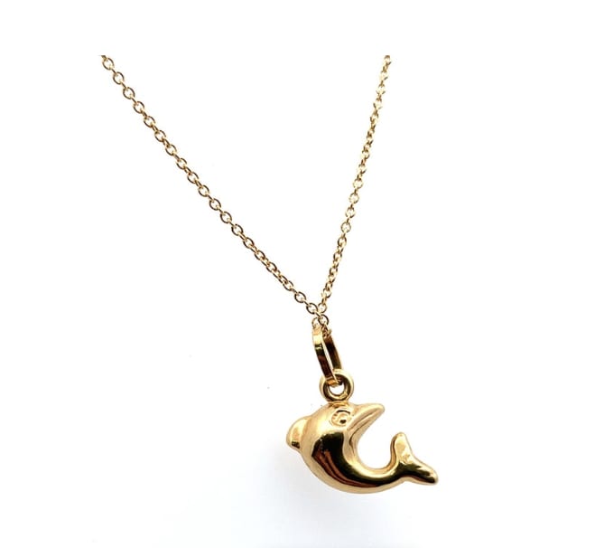 Dolphin oceanic pendant necklace yellow gold - Image 4