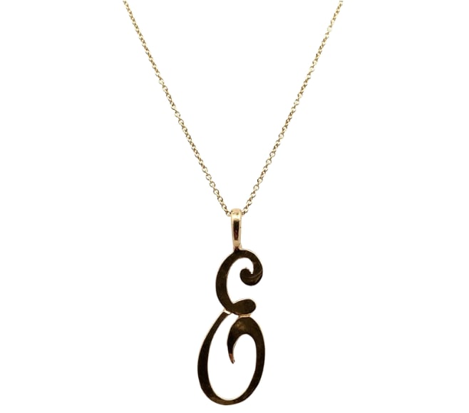 Initial personalised pendant necklace yellow gold