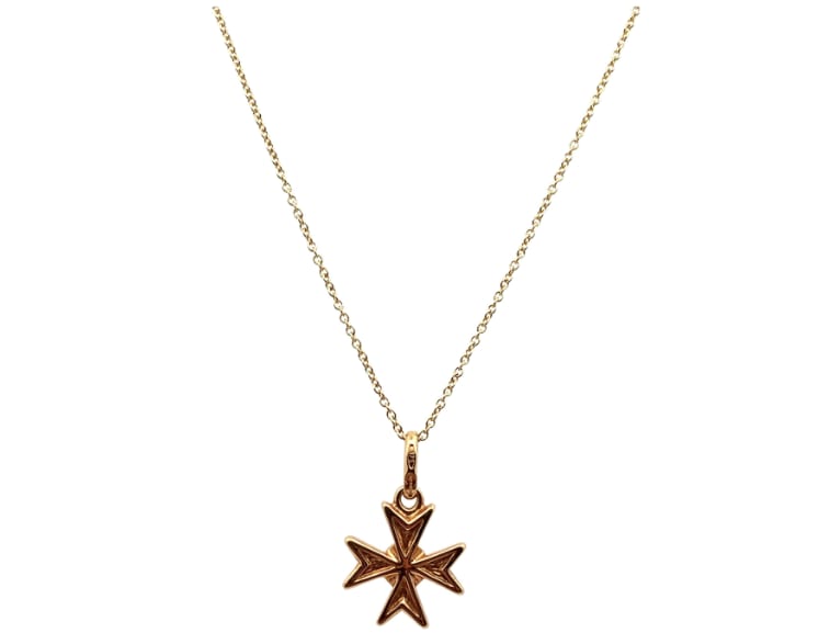 Maltese cross pendant necklace yellow gold
