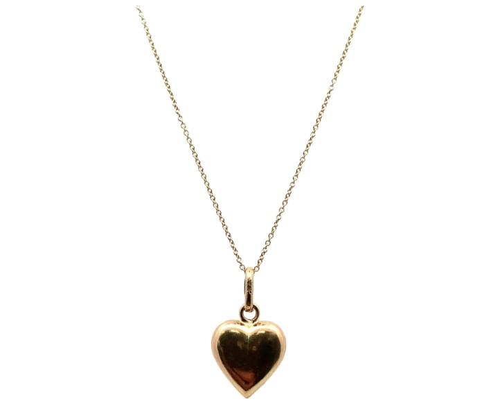 Puffy heart vintage pendant yellow gold
