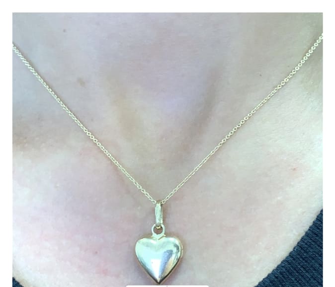 Puffy heart vintage pendant yellow gold - Image 3